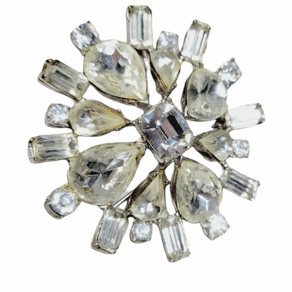 s-l400.jpg Vintage Large Crystal  tear drop Rhinestone Brooch